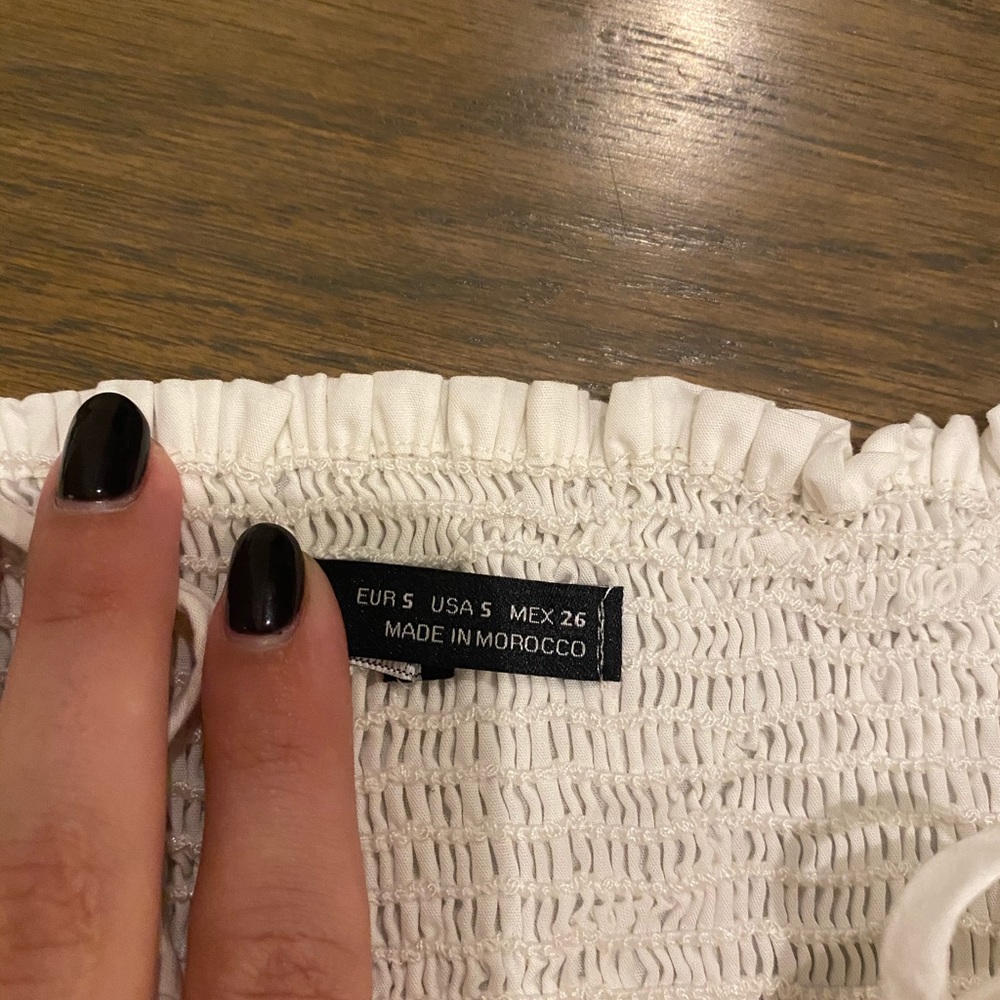 Zara White Ruffle Cropped Tank Top - Picture 5 of 5